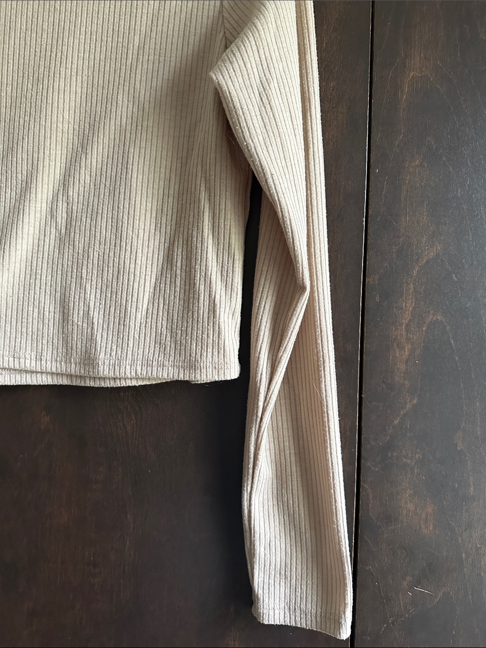 Olivia Rae Neutral Ribbed Long-Sleeve Crop Top - Picture 4 of 6